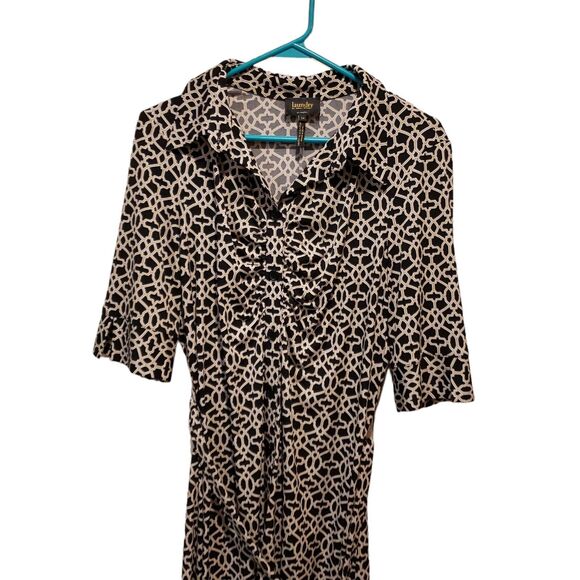 Laundry by Shelli Segal Button Down Bust Ruched Fitted Dress with Belt Size 14 - Picture 2 of 9